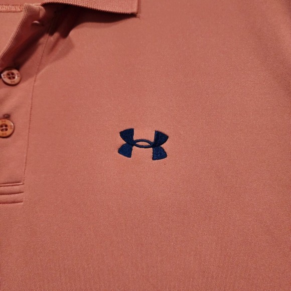 Under Armour Polo Shirt Mens Large Orange Solid Short Sleeve - Picture 5 of 16